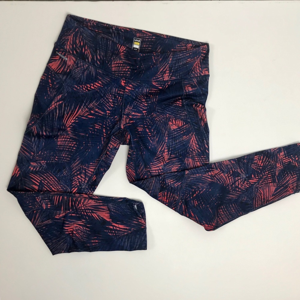Lole Navy Palm Leggings Capris Size Medium